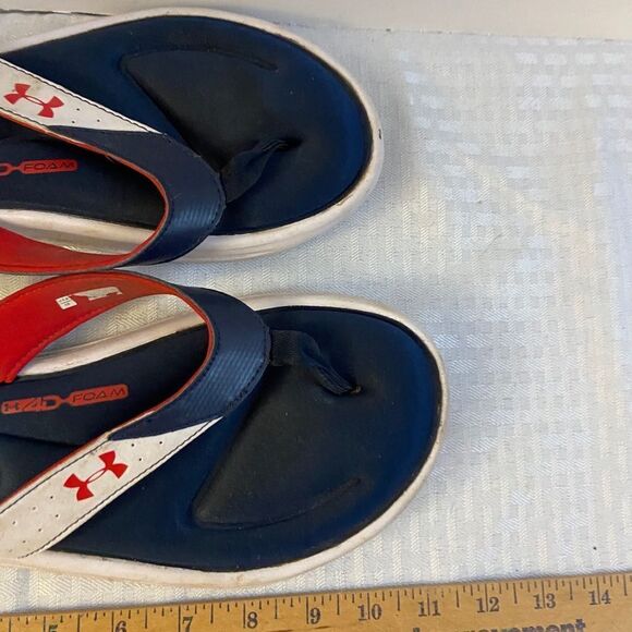 Under armour UA blue red flip flops size 10 4D foam - Picture 2 of 5